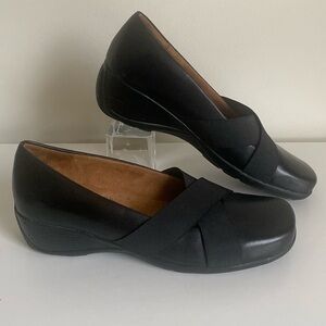 Naturalizer Ariva Comfort Slide On Leather Shoes Women’s Size 9M Mid Heel Black